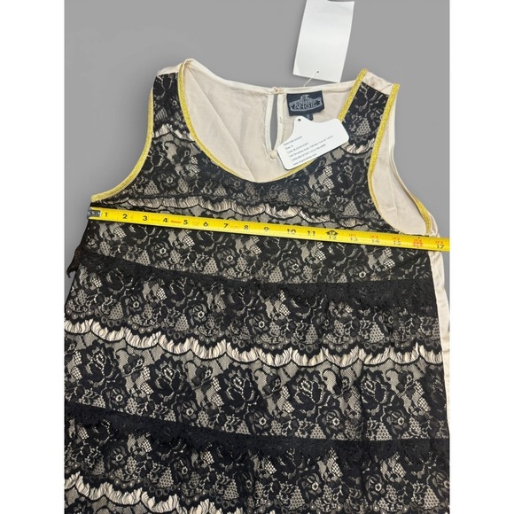 NWT Y2K ANGIE Women Black Ivory Lace Tiered Sleeveless Dress Boho Size S - Picture 9 of 12